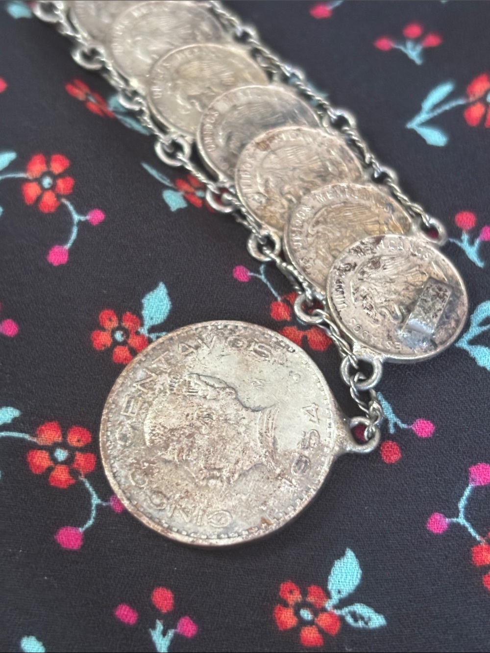 Vintage 1954 Mexican Silver Coin Bracelet